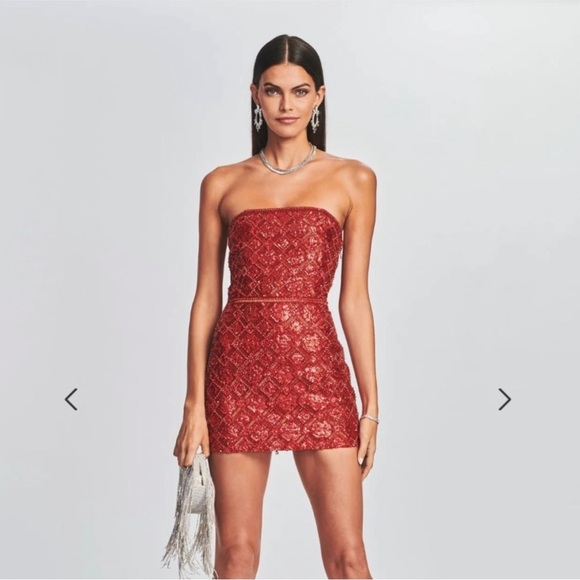 Retrofete Dresses & Skirts - Retrofete Heather sequin chainmail dress in red. Brand new with tags. Size XXS